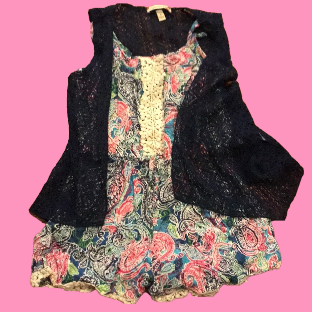 GIRL’S large romper with sleeveless sweater vest